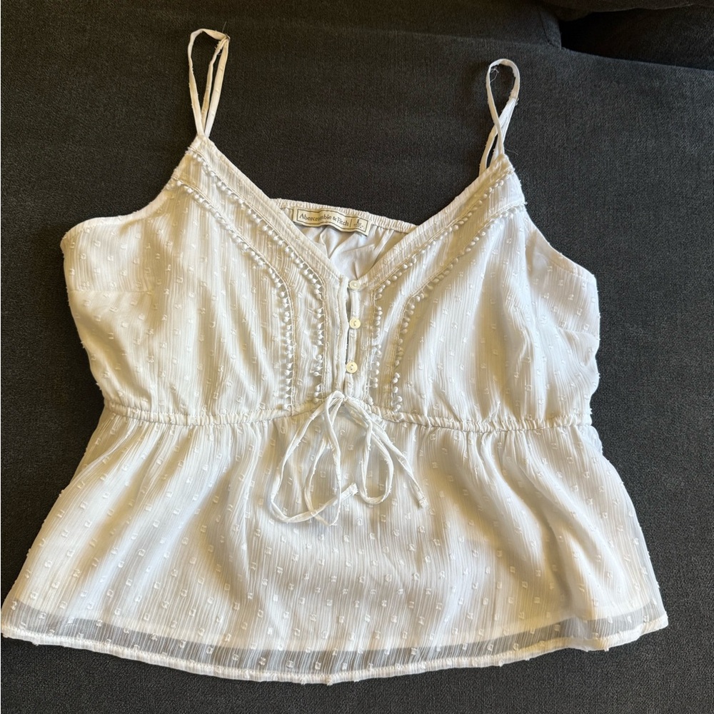 Abercrombie and Fitch Chic White Camisole with Button Detail Size Large